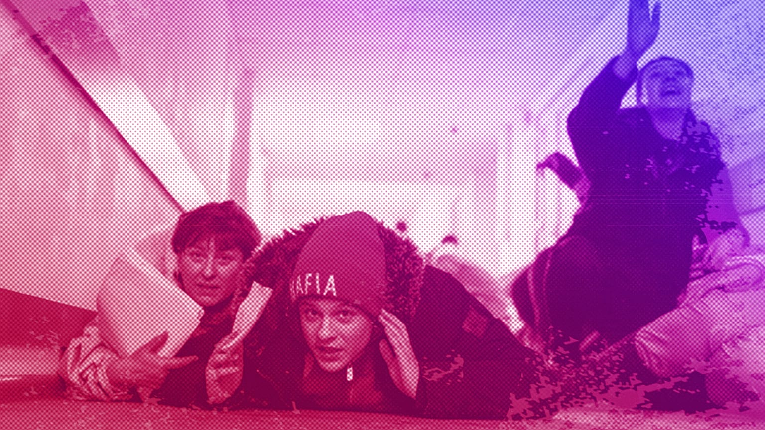People lie on the floor of a hospital during shelling by Russian forces in Mariupol, 4 March 2022