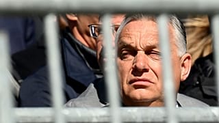 Hungary's Prime Minister Viktor Orban attends a holy mass celebrated by Pope Francis at Kossuth Lajos' Square during his visit in Budapest on April 30, 2023.