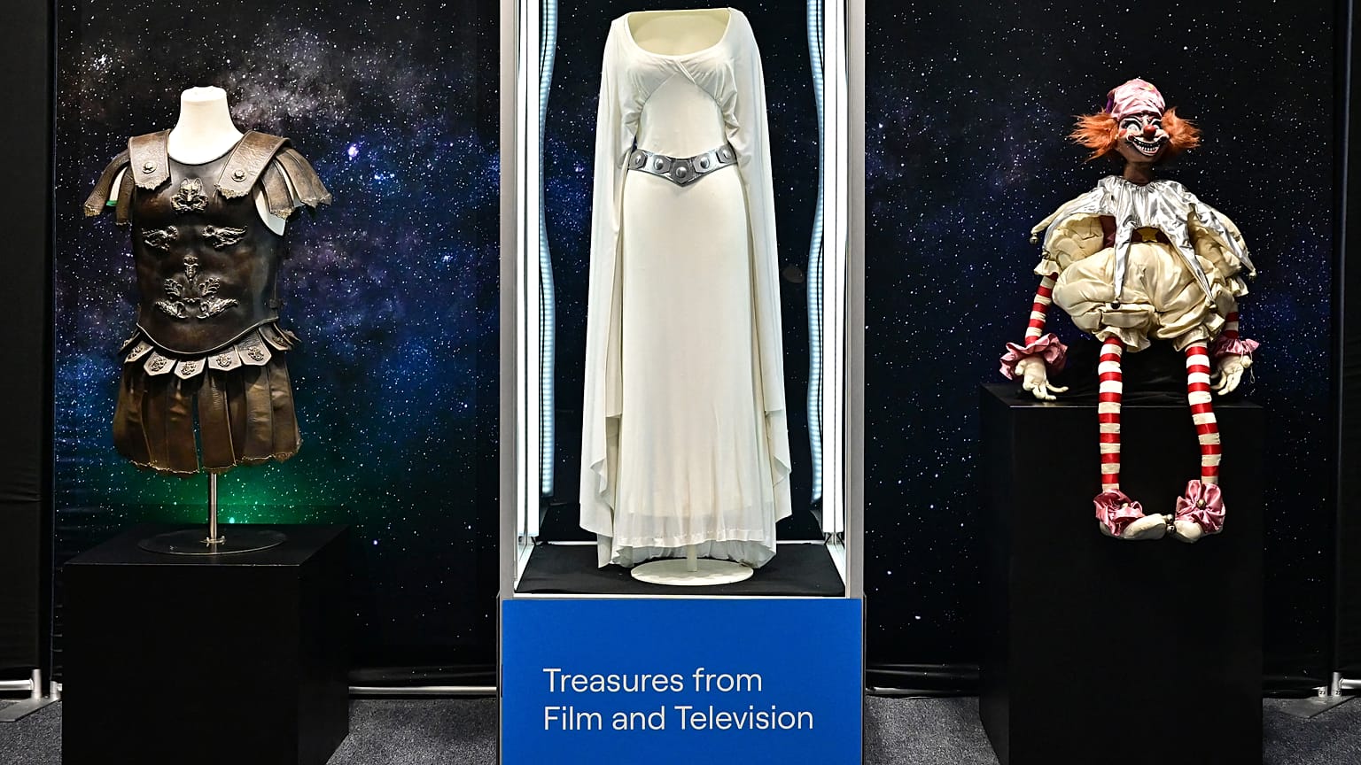 The Princess Leia dress worn by actress Carrie Fisher in the 1977 film "Star Wars". 