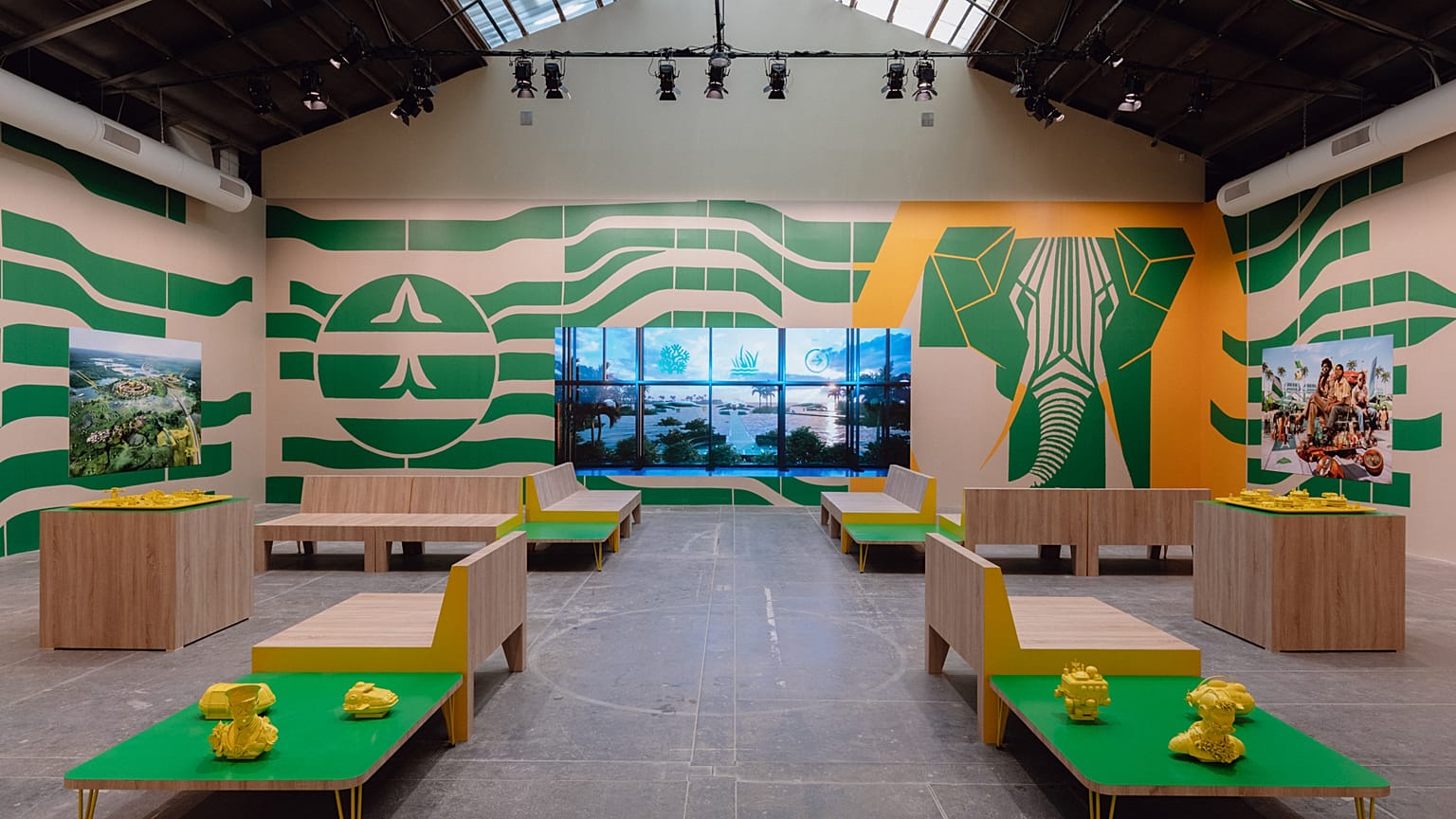 One gallery in the Central Pavilion of the Giardini has been transformed by Nigerian-born Olalekan Jeyifous into a futuristic 'All-African Protoport'.