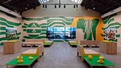 One gallery in the Central Pavilion of the Giardini has been transformed by Nigerian-born Olalekan Jeyifous into a futuristic 'All-African Protoport'.