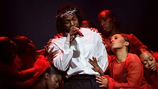 Kendrick Lamar performs at the Glastonbury Festival in Worthy Farm, Somerset, England, Sunday, June 26, 2022. 