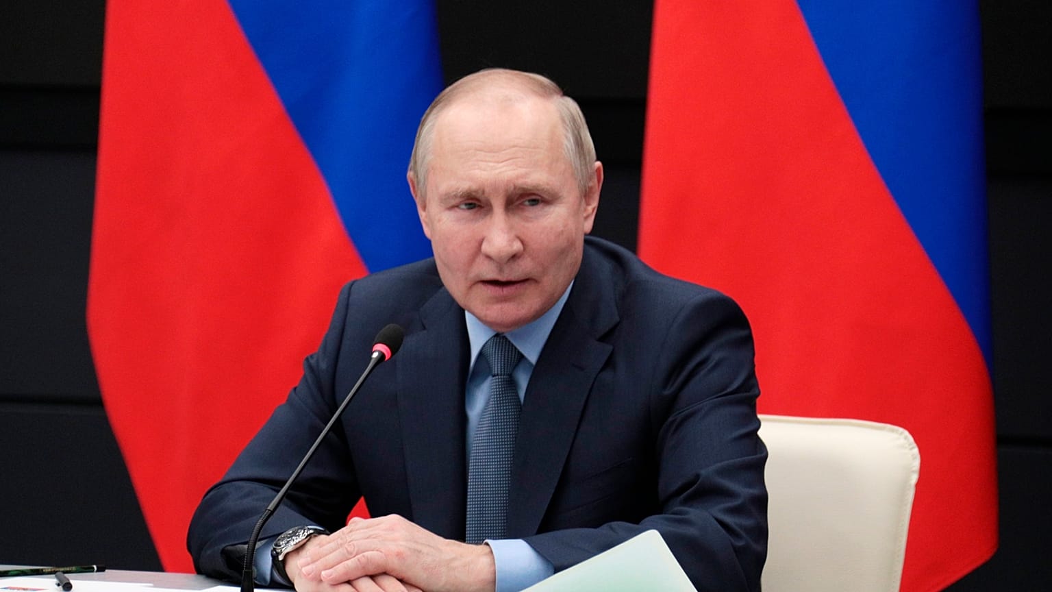 Russian President Vladimir Putin speaks during a meeting with leadership of military-industrial complex enterprises in Tula, Russia, Friday, Dec. 23, 2022. 