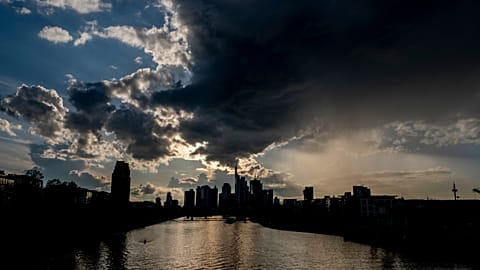 Dark skies over Frankfurt.
