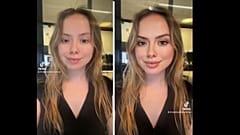Links ist Euronews-Reporterin Sophia Khatsenkova ungeschminkt zu sehen, rechts mit einem Schönheitsfilter der Social-Media-App TikTok.