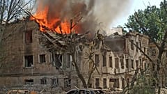 Destroyed clinic in Dnipro hit by Russian missile strike