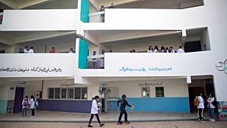تلاميذ داخل مدرسة في العاصمة الرباط مع افتتاح السنة الدراسية. 2021/10/01