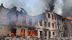 Nach dem Raketenangriff in Dnipro.