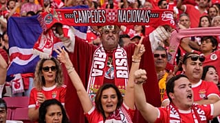 Les supporters du Benfica à l'Estádio da Luz, à Lisbonne, samedi 27 mai 2023.