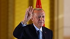 Recep Tayyip Erdogan durante o discurso de vitória após ter ganho as eleições presidenciais na Turquia, a 28 maio de 2023