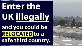 One of the advertisements, which are in English and Albanian, states that people will either be sent home or sent to what's described as a 'safe' third country, like Rwanda. 