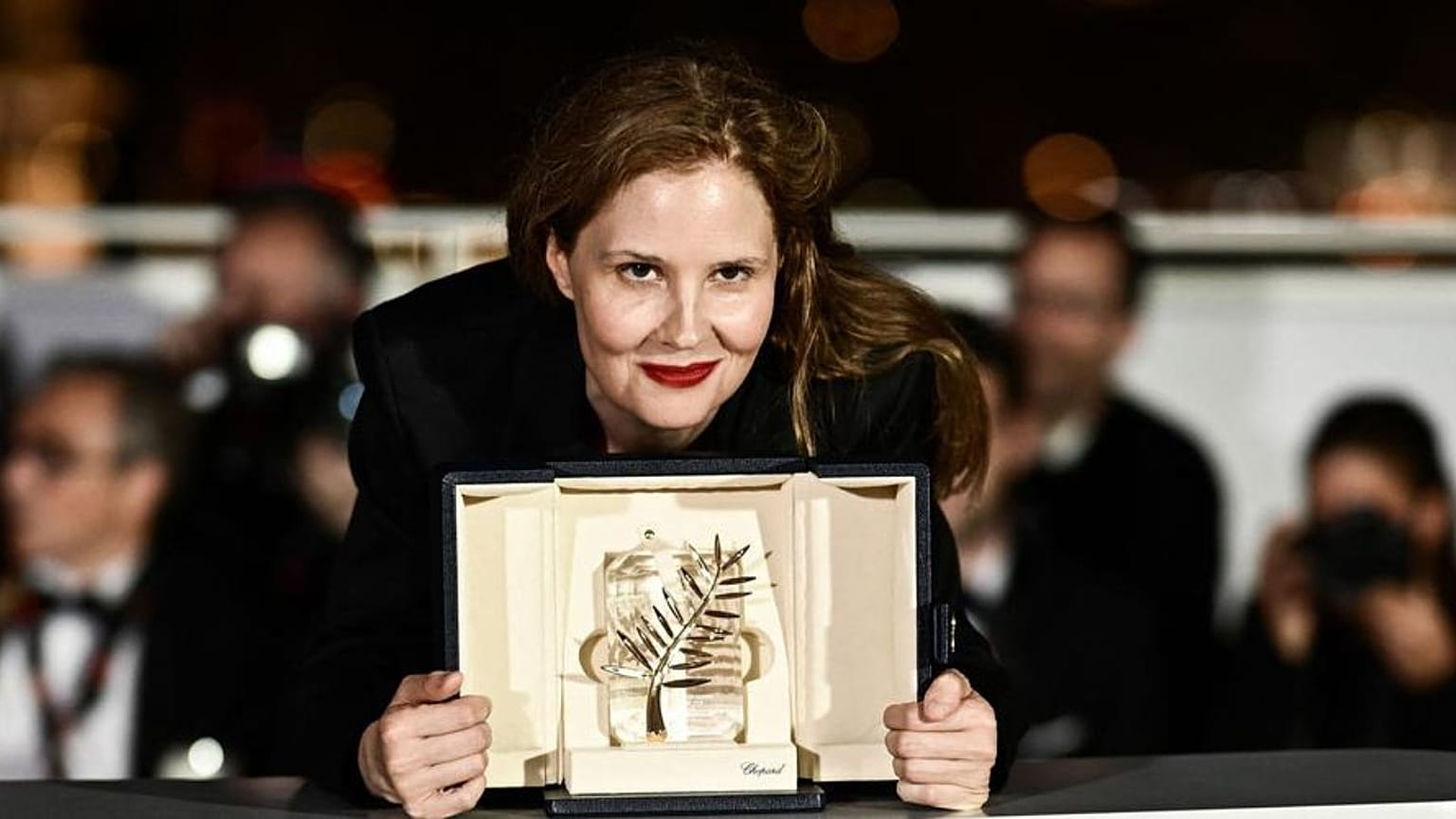 Justine Triet with her Palme d'Or for 'Anatomy of a Fall'