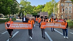 Activists and supporters of the group 'Letzte Generation' Last Generation demonstrate in Stuttgart, Friday May 26, 2023.