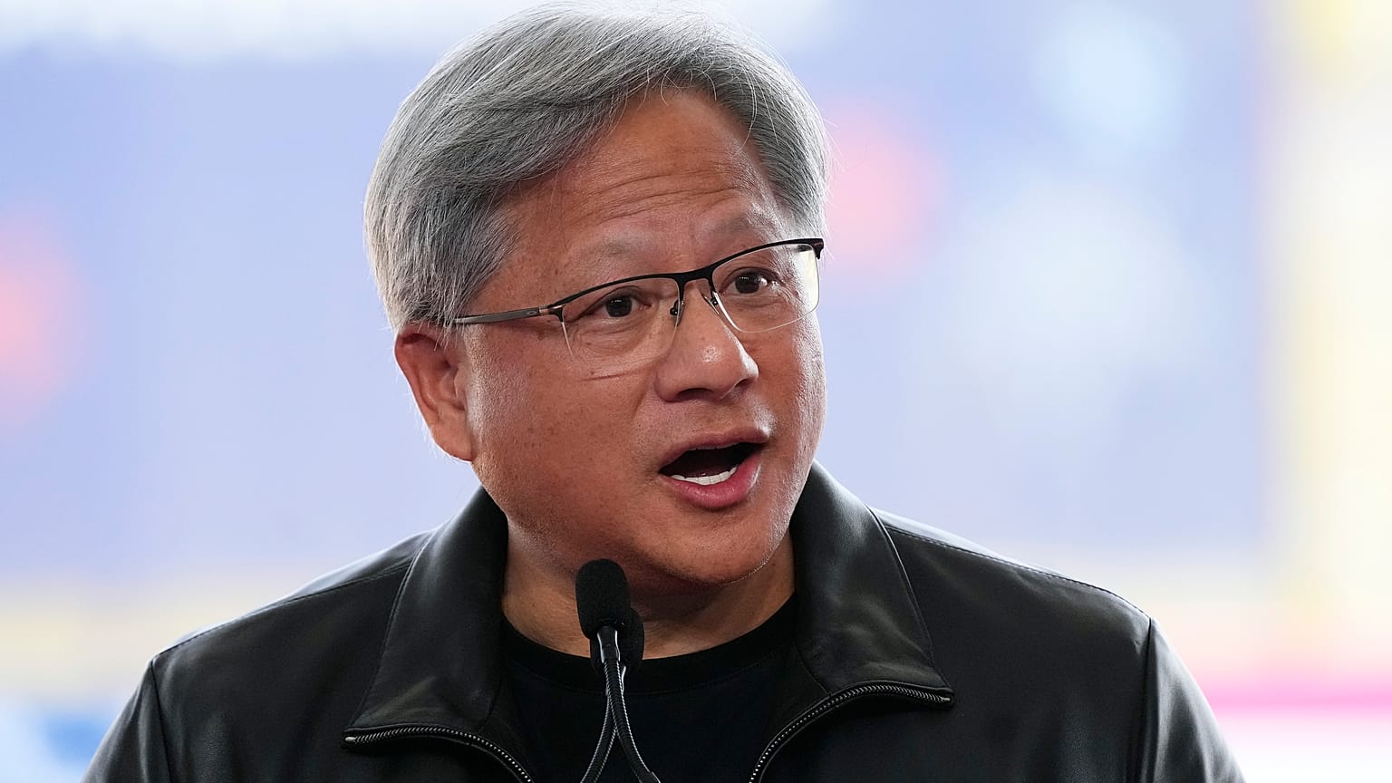 Nvidia Co-founder, President, and CEO Jensen Huang speaks at the Taiwan Semiconductor Manufacturing Company facility under construction in Phoenix, Tuesday, Dec. 6, 2022.
