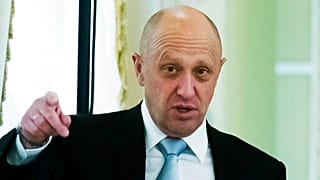 2016, Yevgeny Prigozhin gestures as he attends a summit meeting between Russian President Vladimir Putin and Turkish President Recep Tayyip Erdogan. 