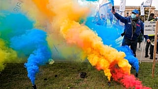 Manifestação de professores em Bucareste