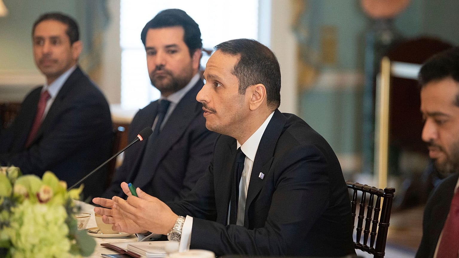 شیخ محمد بن عبدالرحمن آل ثانی وزیرخارجه قطر در دیدار با آنتونی بلینکن در واشنگتن به تاریخ دهم فوریه ۲۰۲۳