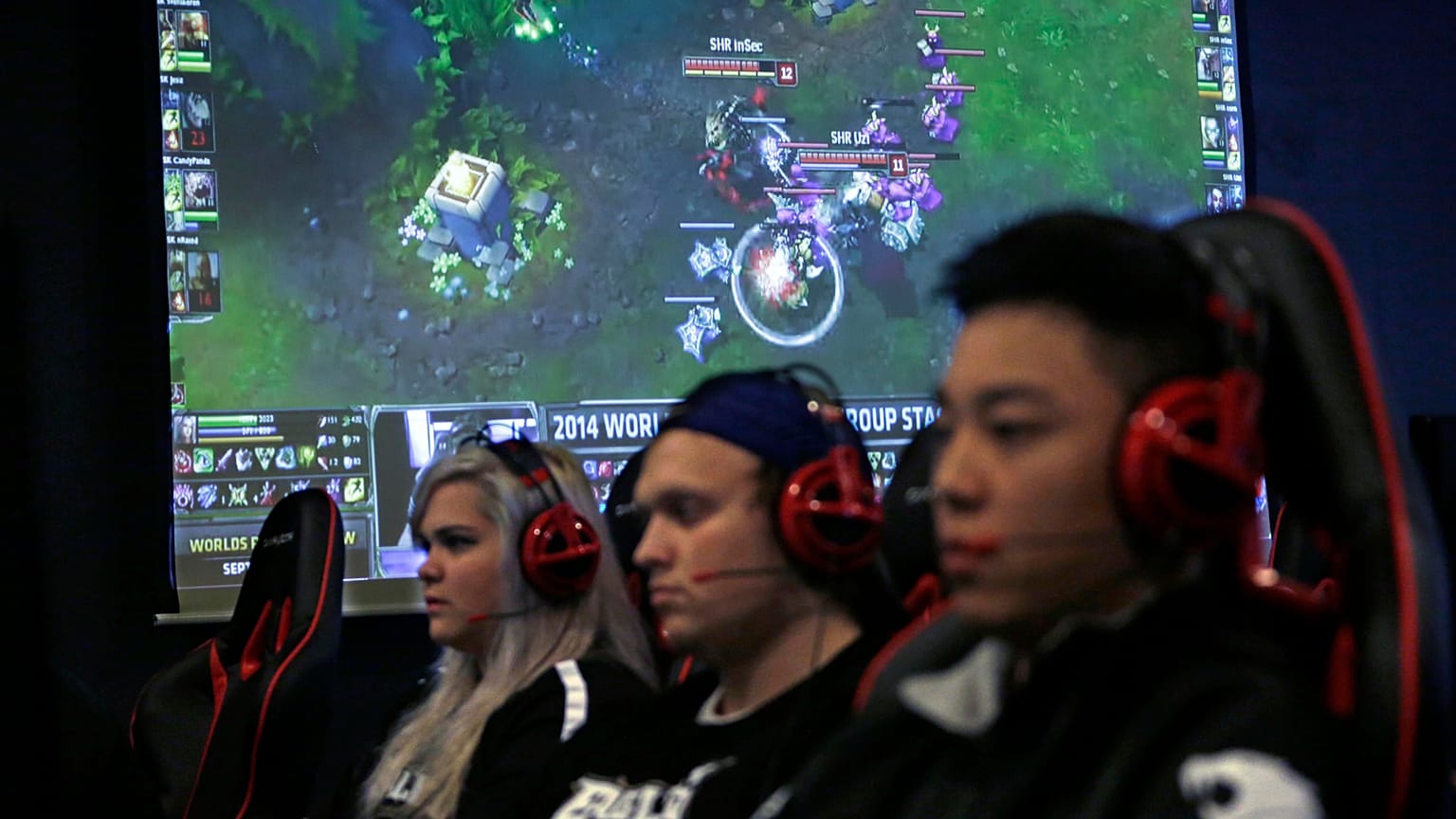 An esports team in Chicago in 2018 playing the game "League of Legends," one of the most popular esports in the world.