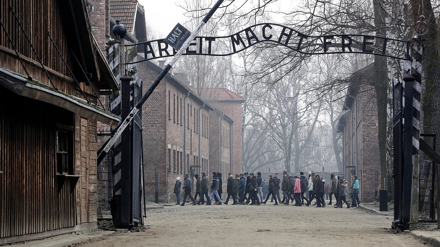 People visit the Nazi concentration camp Auschwitz-Birkenau in Oswiecim, Poland. 15 February 2019