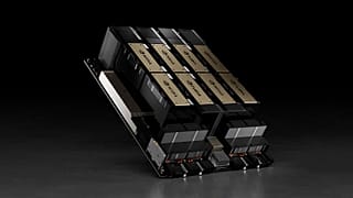 This photo provided by the chipmaker Nvidia shows the company’s HGX H100 module, which can use as many as eight AI chips to train AI systems and perform other tasks.