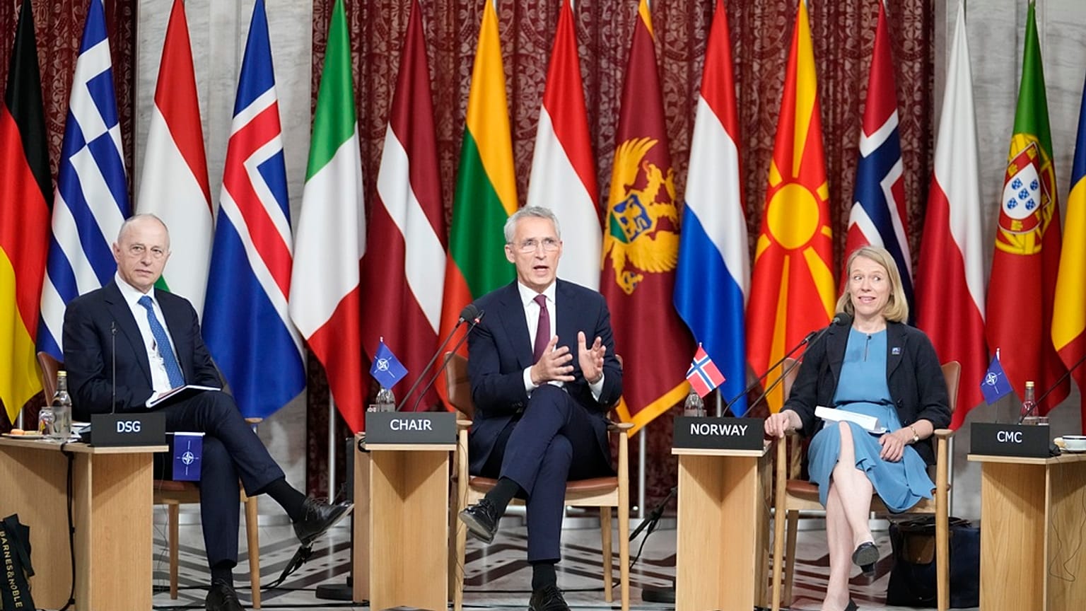 Jens Stoltenberg az oslói tanácskozáson 2023. június 1-én. 