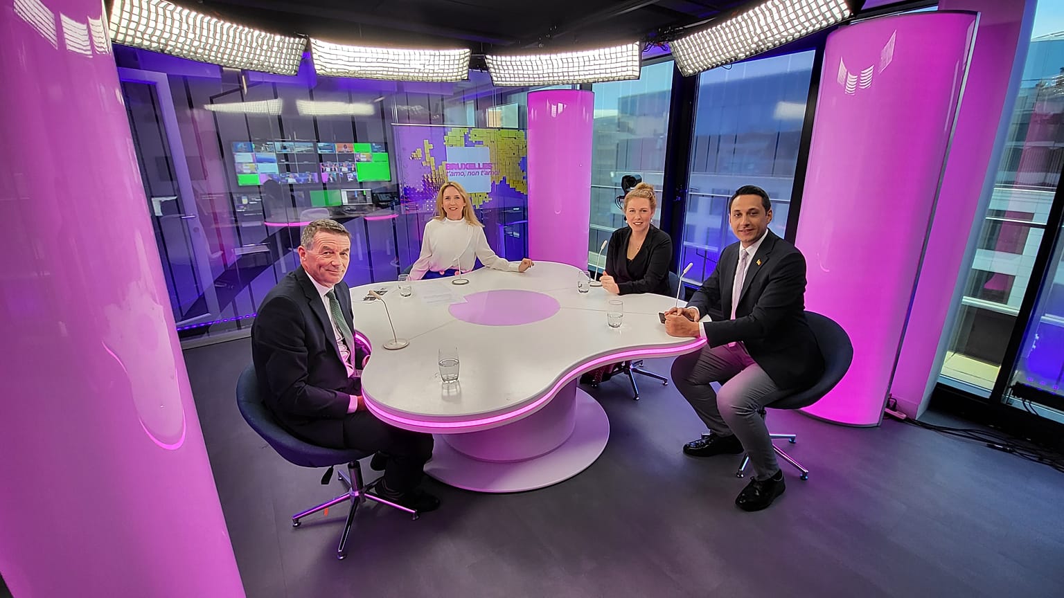 Host Méabh Mc Mahon with European Court of Auditors President Tony Murphy, Vlad Gheorghe and Lise Witteman