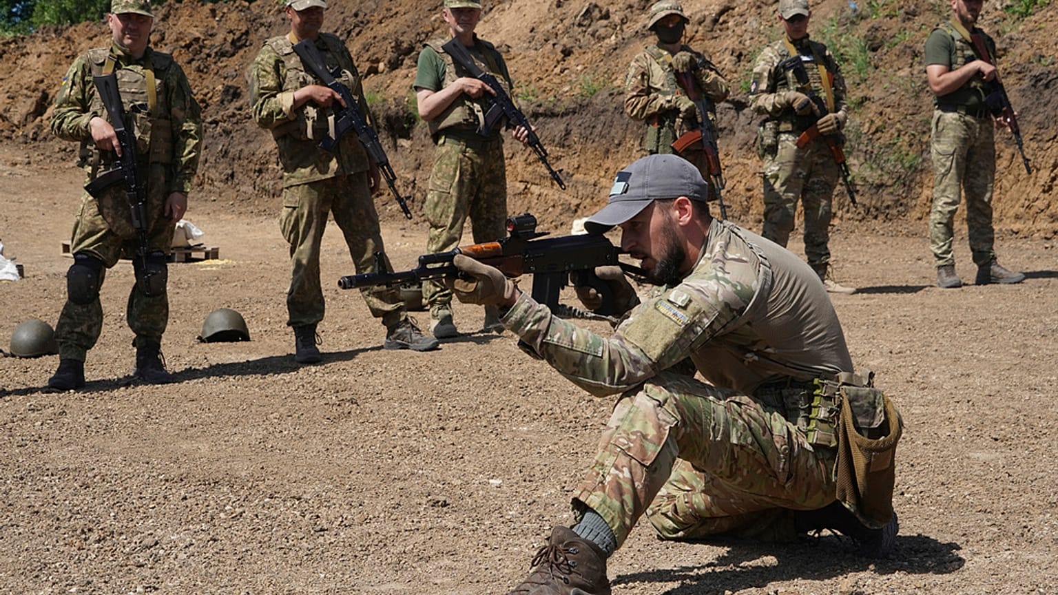 Servicemen of the newly created National Guard unit train in the Kharkiv region, Ukraine, 