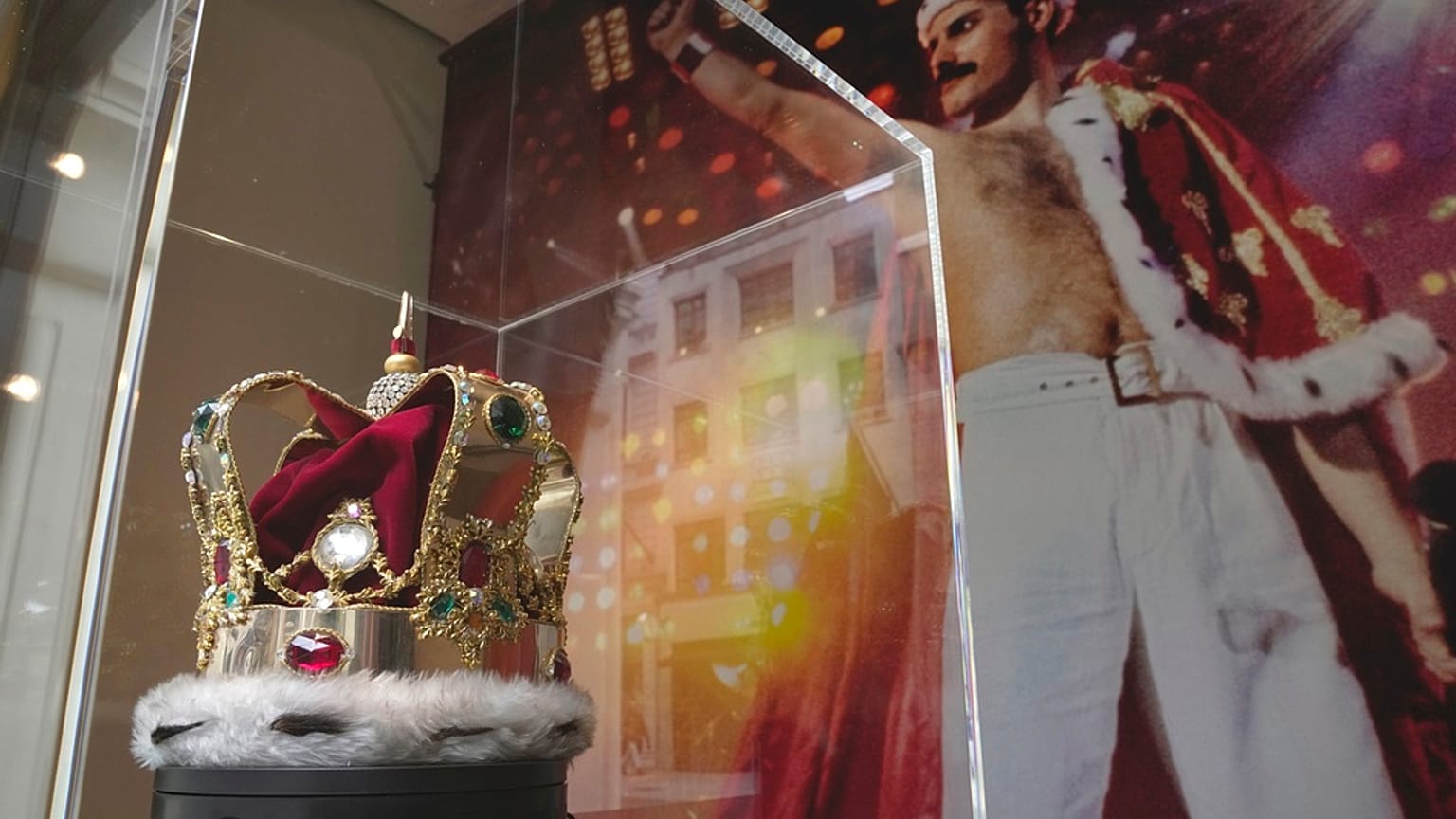 A replica of St. Edward's Crown, worn by Freddie Mercury in his final concert with Queen in 1986, is displayed at the Sotheby's exhibition in London.