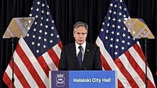 US. Außenminister Antony Blinken bei seiner Rede in der finnischen Hauptstadt Helsinki