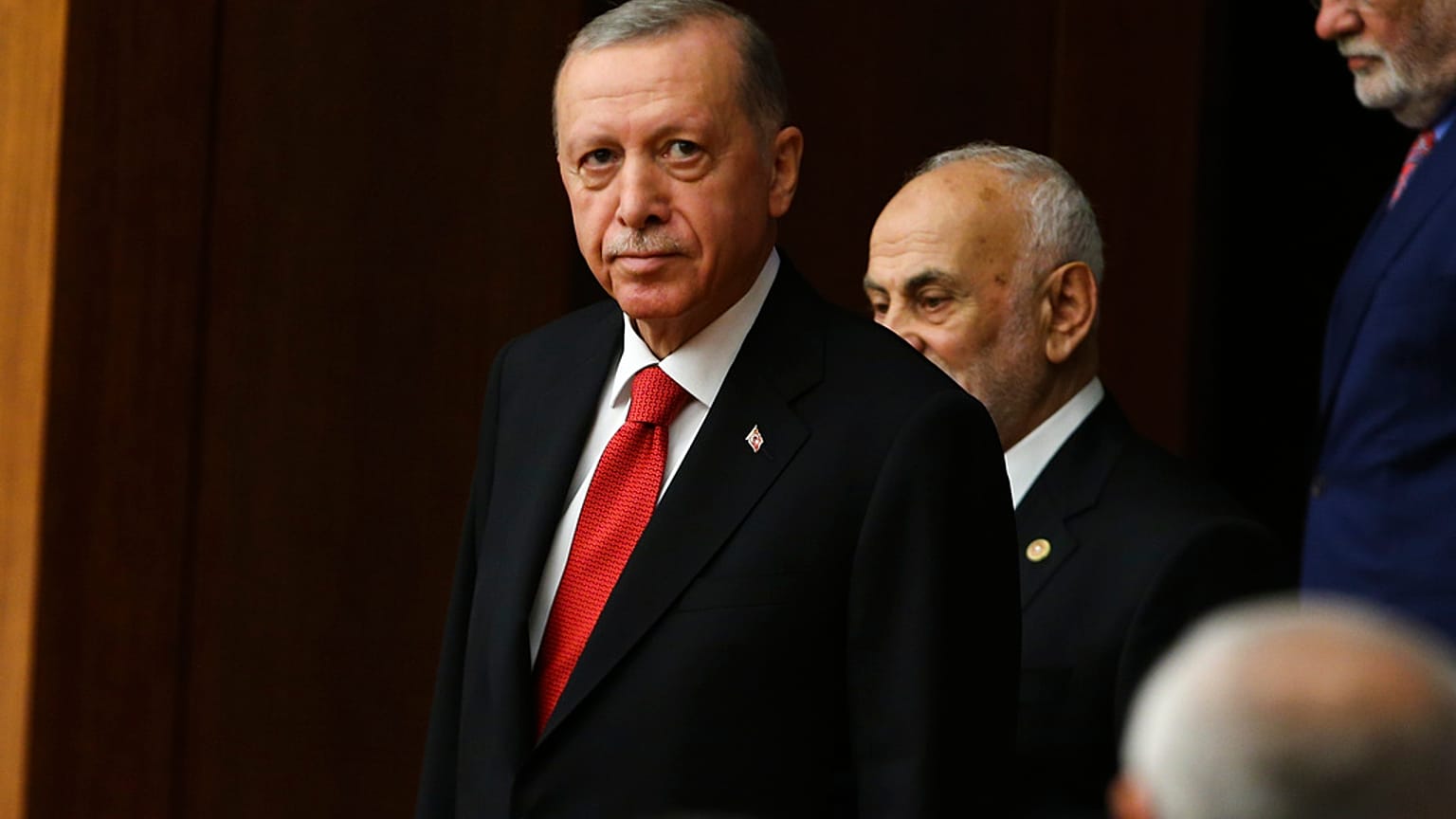 Turkish President Recep Tayyip Erdogan attends the Grand National Assembly to take the oath of office, in Ankara, Turkey, Friday, June 2, 2023