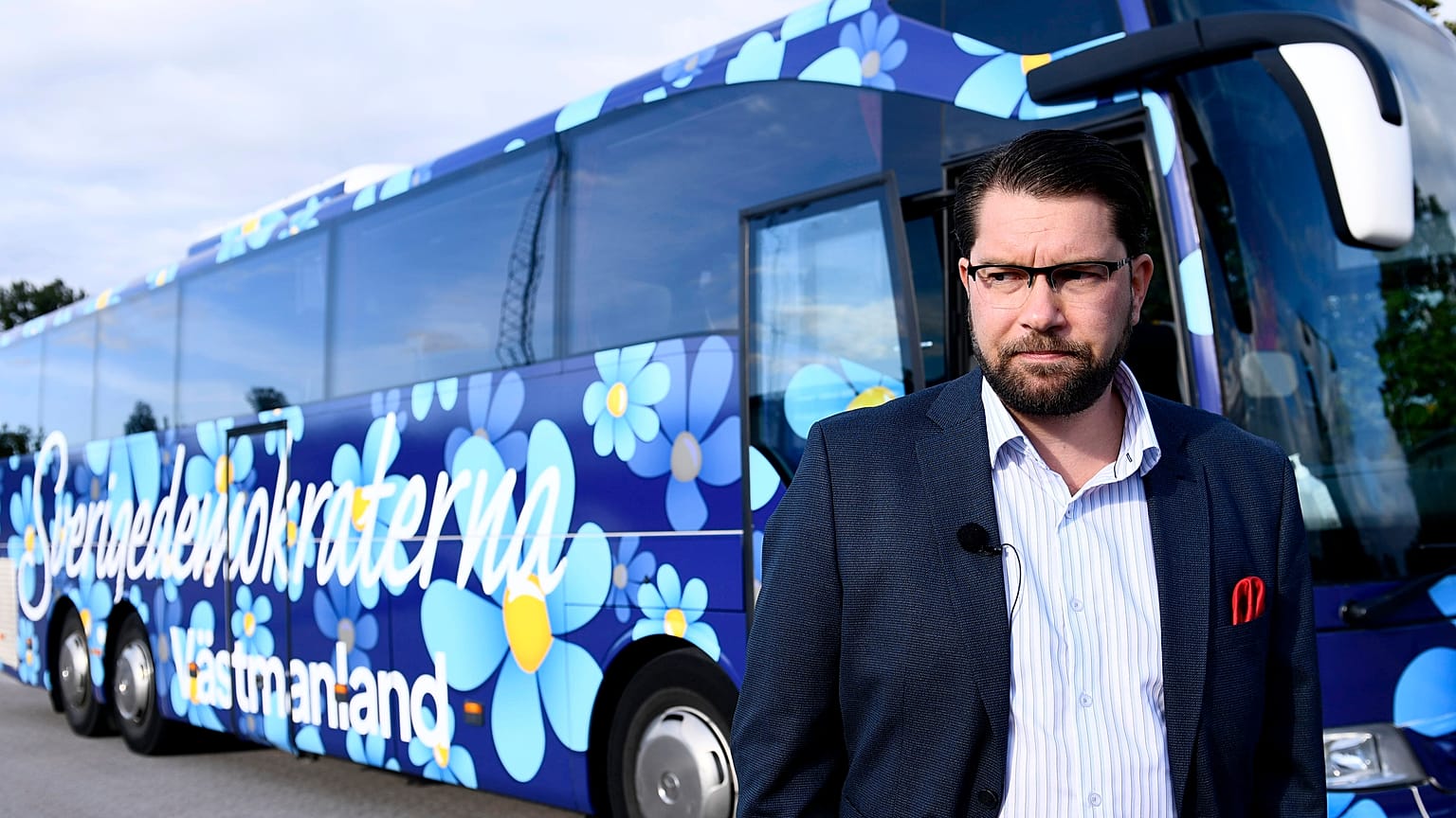Sweden Democrats leader Jimmie Åkesson on the campaign trail.