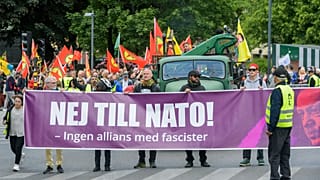 Протест против вступления Швеции в НАТО в Стокгольме