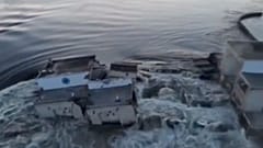 Das ukrainische Präsidialamt veröffentlichte dieses Bild vom beschädigten Kachowka-Staudamm