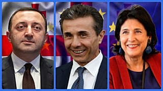 Irakli Garibasvili miniszterelnök, Bidzina Ivanisvili üzletember, a Grúz Álom alapítója és •	Szalome Zurabisvili államfő