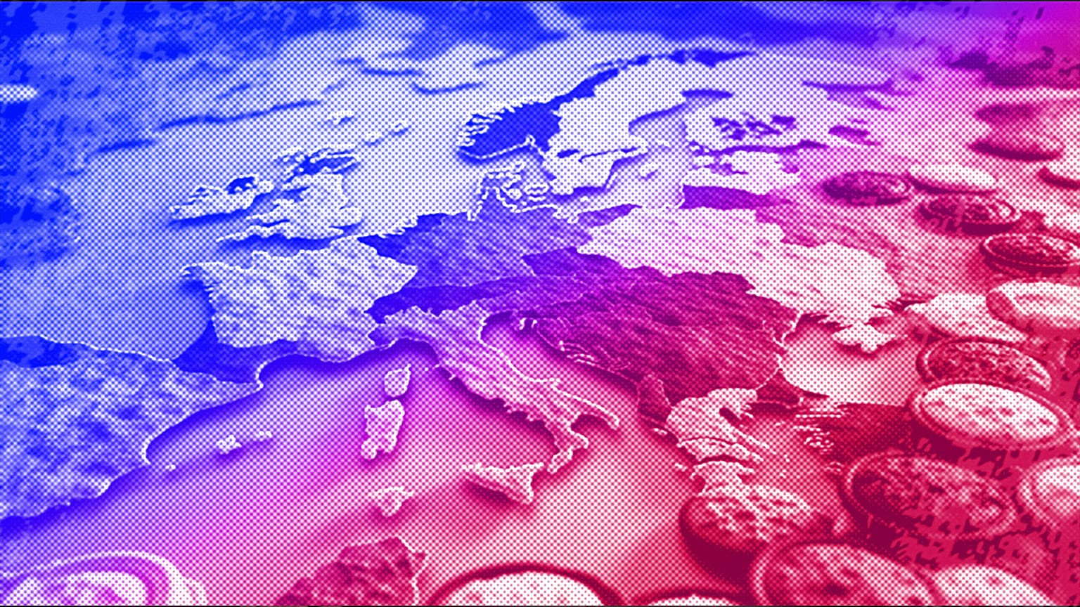 Illustration of cookies on a map of Europe