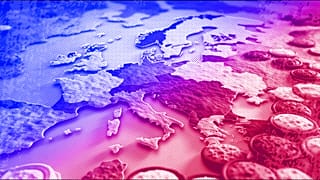 Illustration of cookies on a map of Europe