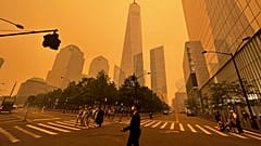 Orangener Himmel in New York