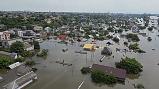 Затопленный населённый пункт в районе Каховской ГЭС