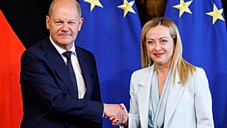 Prime Minister Giorgia Meloni meets the Chancellor of the Federal Republic of Germany Olaf Scholz in Rome Thursday, June 8, 2023.
