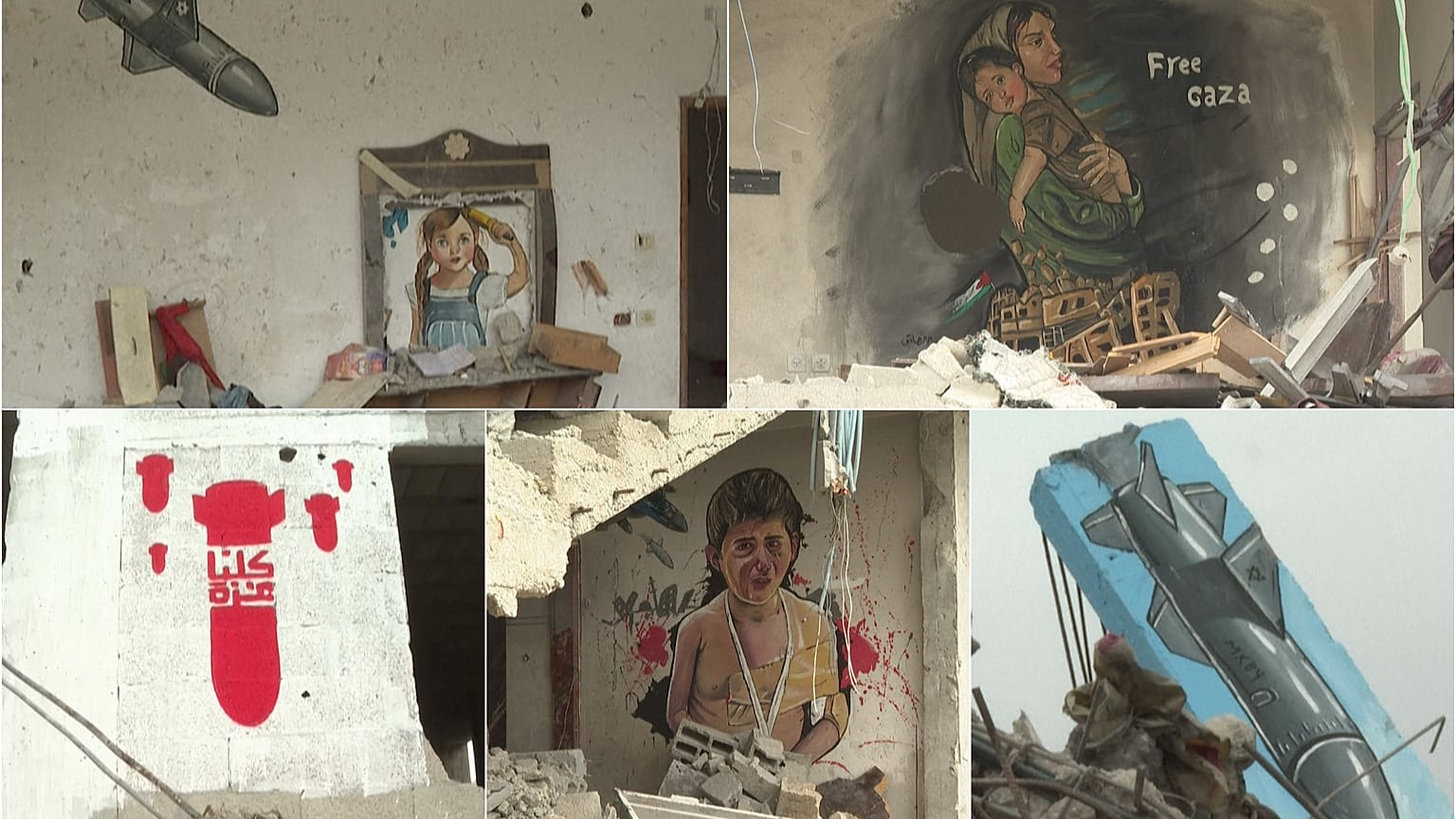 Palestinian painters turn Gaza rubble into art exhibition