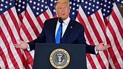 President Donald Trump speaks in the East Room of the White House, early Nov. 4, 2020, in Washington.