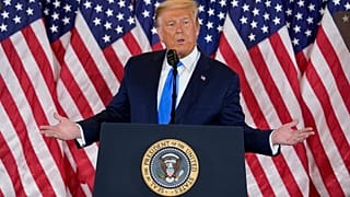 President Donald Trump speaks in the East Room of the White House, early Nov. 4, 2020, in Washington.