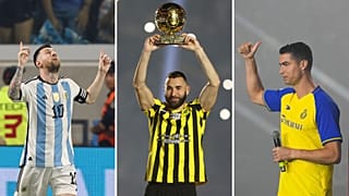 من اليمن إلى اليسار كريستيانو رونالدو، كريم بنزيمة، ليونيل ميسي