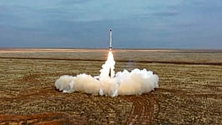 A Russian Iskander-K missile is launched during a military exercise in February 2022.