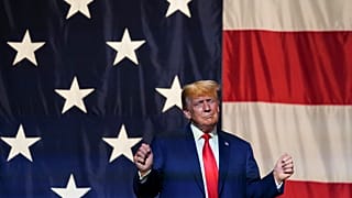 Former President Donald Trump speaks at the Georgia Republican convention, Saturday, June 10, 2023.