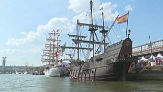 Boats moored on the quays of the Seine in Rouen during the 8th Armada.