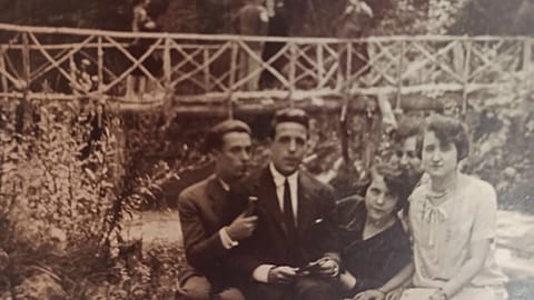 José Antonio Marco Viedma (left) with his sister Carmen and friends.