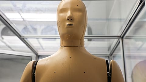 ANDI, a thermal test manikin, is seen sweating inside a heat chamber controlled by research scientists at Arizona State University, in Tempe, Arizona, U.S., June 5, 2023.