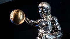 The world's first Al sculpture "The Impossible Statue", is displayed at the Tekniska museum in Stockholm on June 8, 2023.