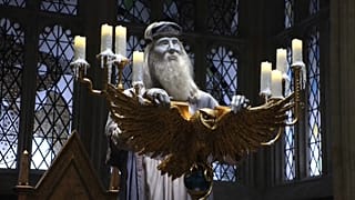A model of Professor Dumbledoor from the Harry Potter series in the Great Hall